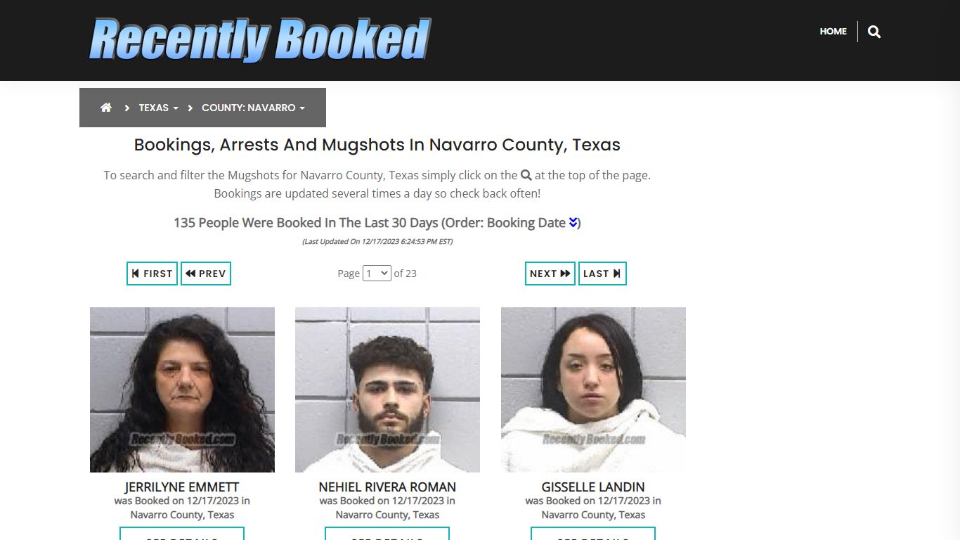 Recent bookings, Arrests, Mugshots in Navarro County, Texas