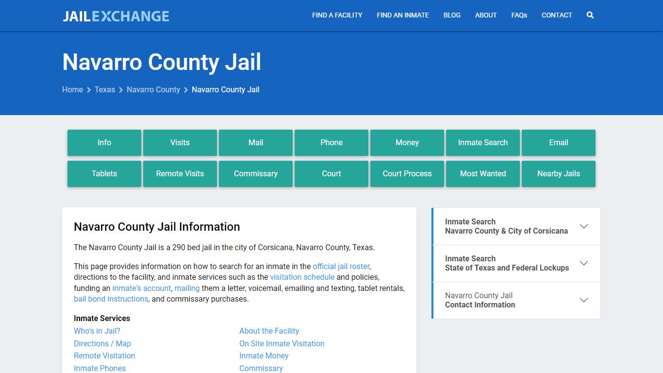 Navarro County Jail, TX Inmate Search, Information